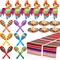 6 Pcs Mexican Decor Fiesta Decorations Include 6 Donkey Pinatas 12 Large Fiesta Maracas 2 Mexican Serape Table Runners 6 Mexican Sombrero Hats for Mexican Decorations Favors(Boho)